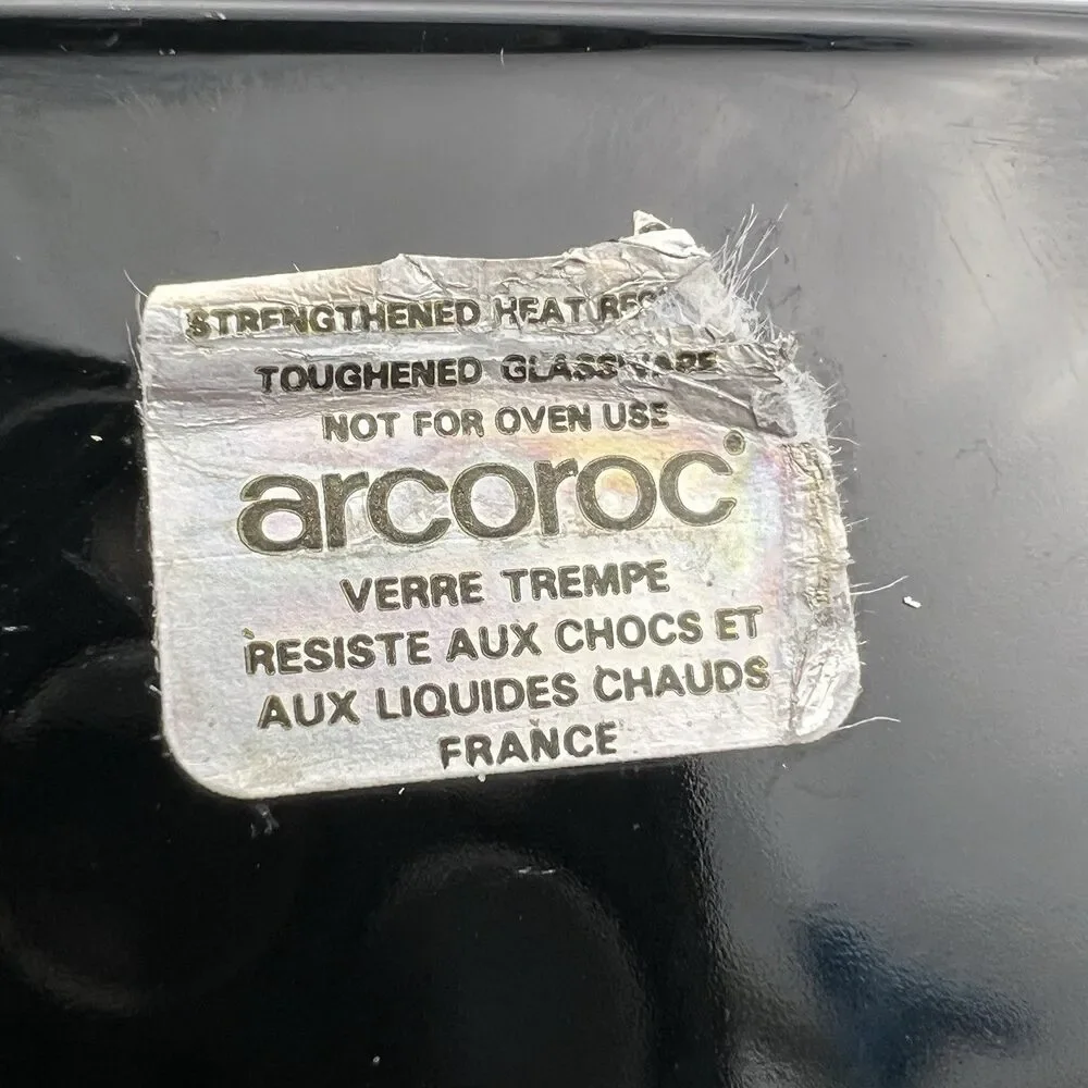 VTG Arcoroc France Octime Black Glass Octagonal 5.5 Inch Dinnerware Bowls Set 4